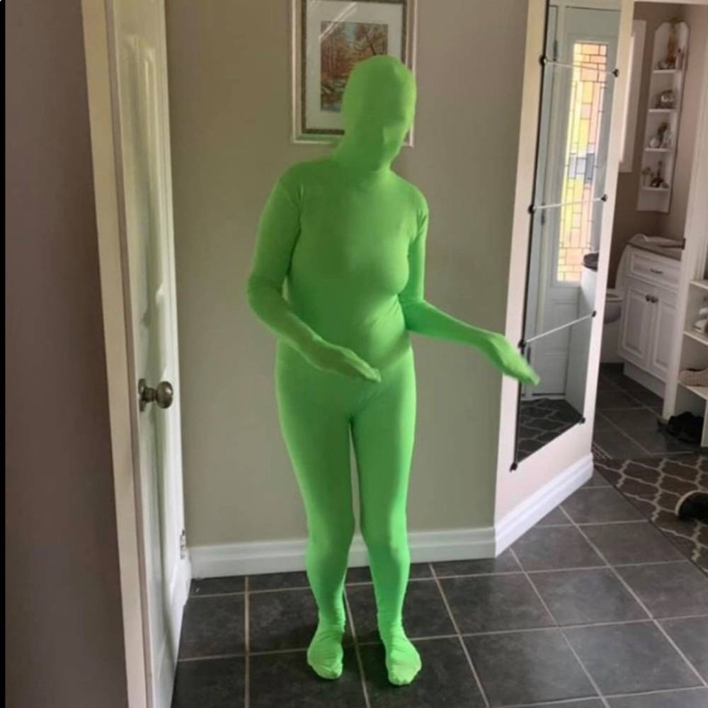 Chromakey green suit onesie